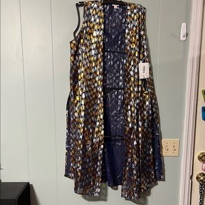 LuLaRoe Elegant Joy Blue, Silver and Gold Vest Lightweight Fashion